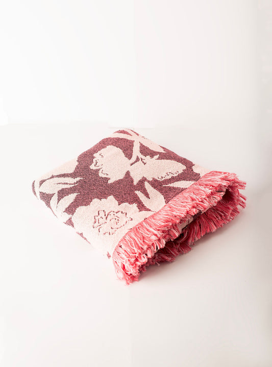 Addy – Mulberry Colorway - Reversible Woven Blanket with Fringe