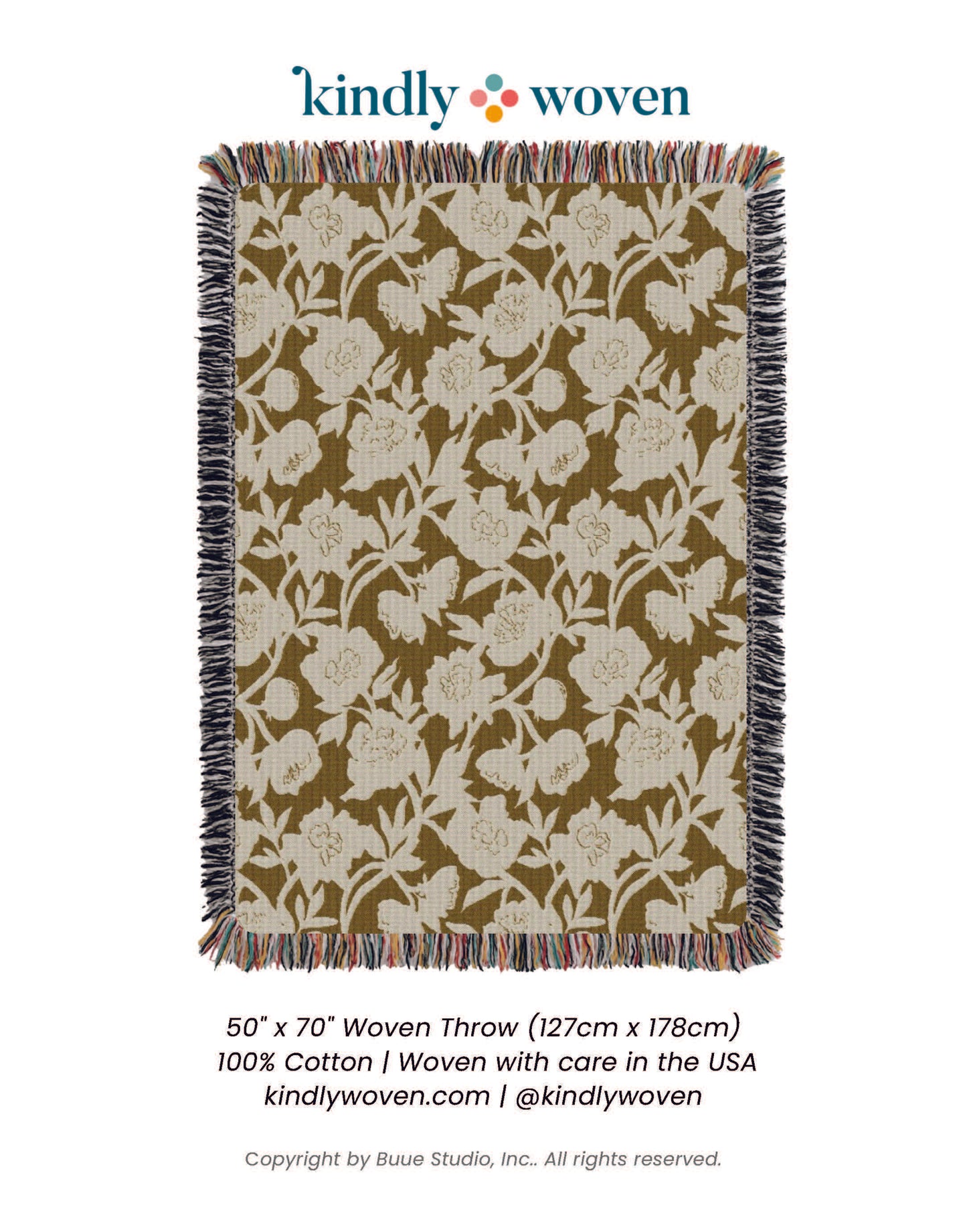 Addy – Ochre Colorway - Reversible Woven Blanket with Fringe