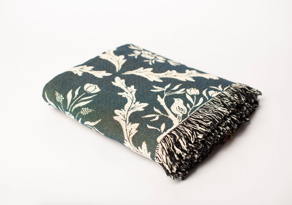 Isobel — Thistle Colorway - Woven Blanket with Fringe, USA Made