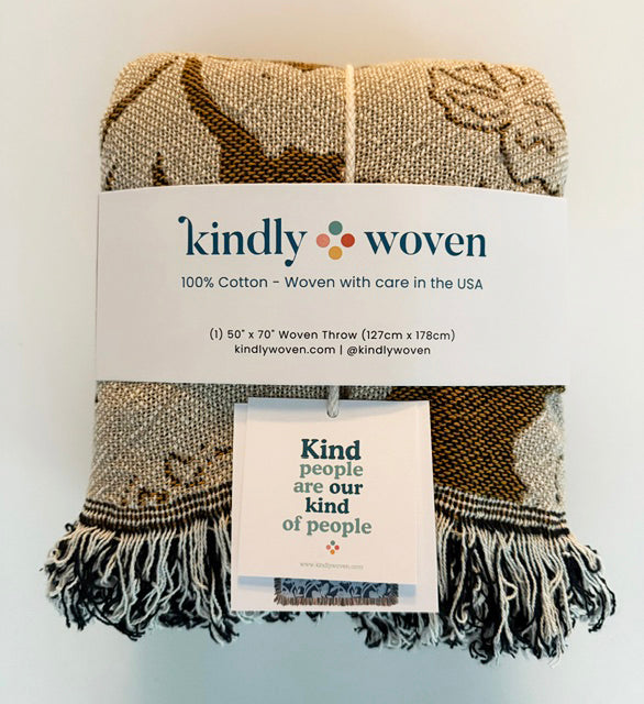 Blue Herringbone Jacquard Woven Throw Blanket, Reversible Cotton Throw, Made in USA | Henry Chambray