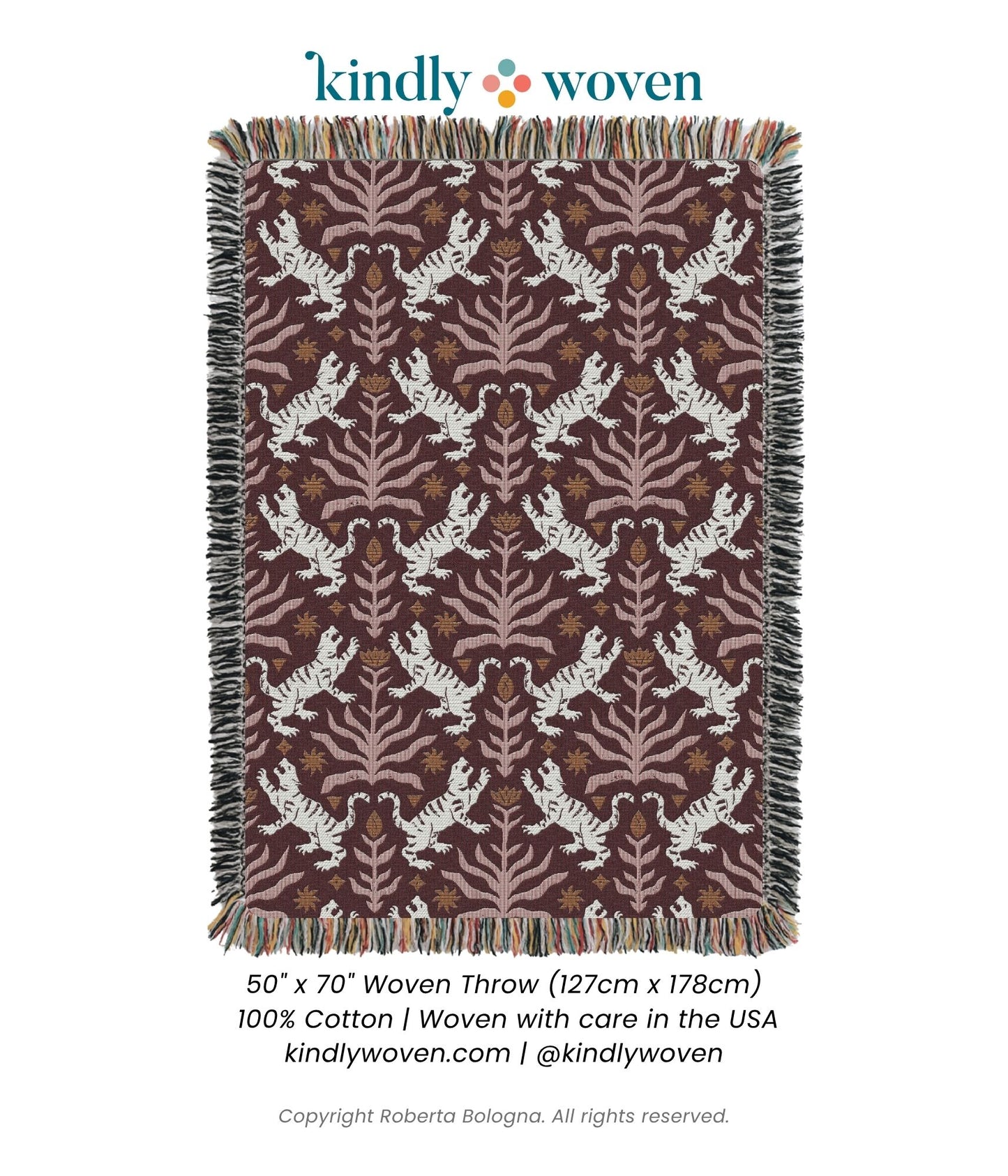 Leona — Solstice Colorway - Woven Blanket with Fringe, USA Made