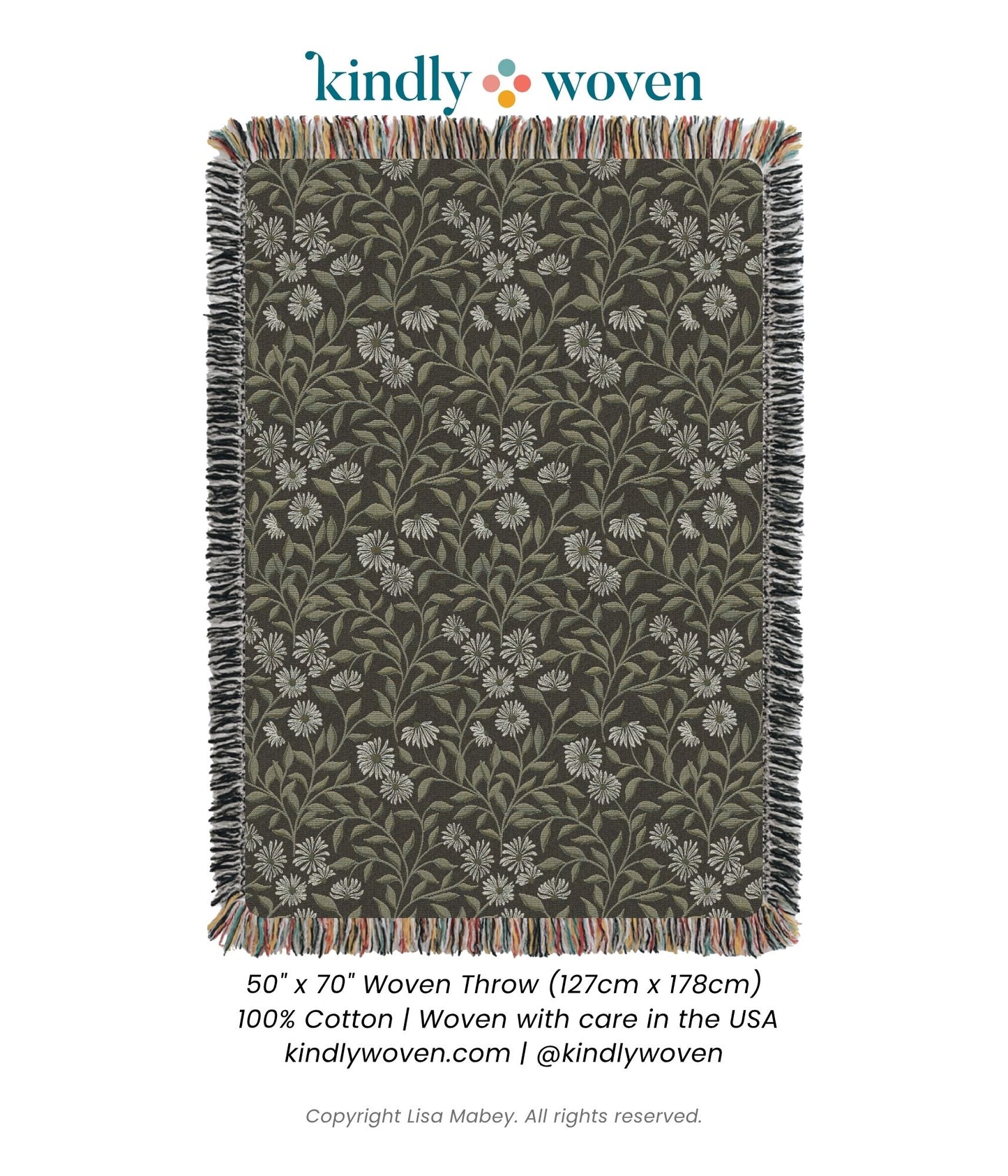 May — Bramble Colorway - Woven Blanket with Fringe, USA Made