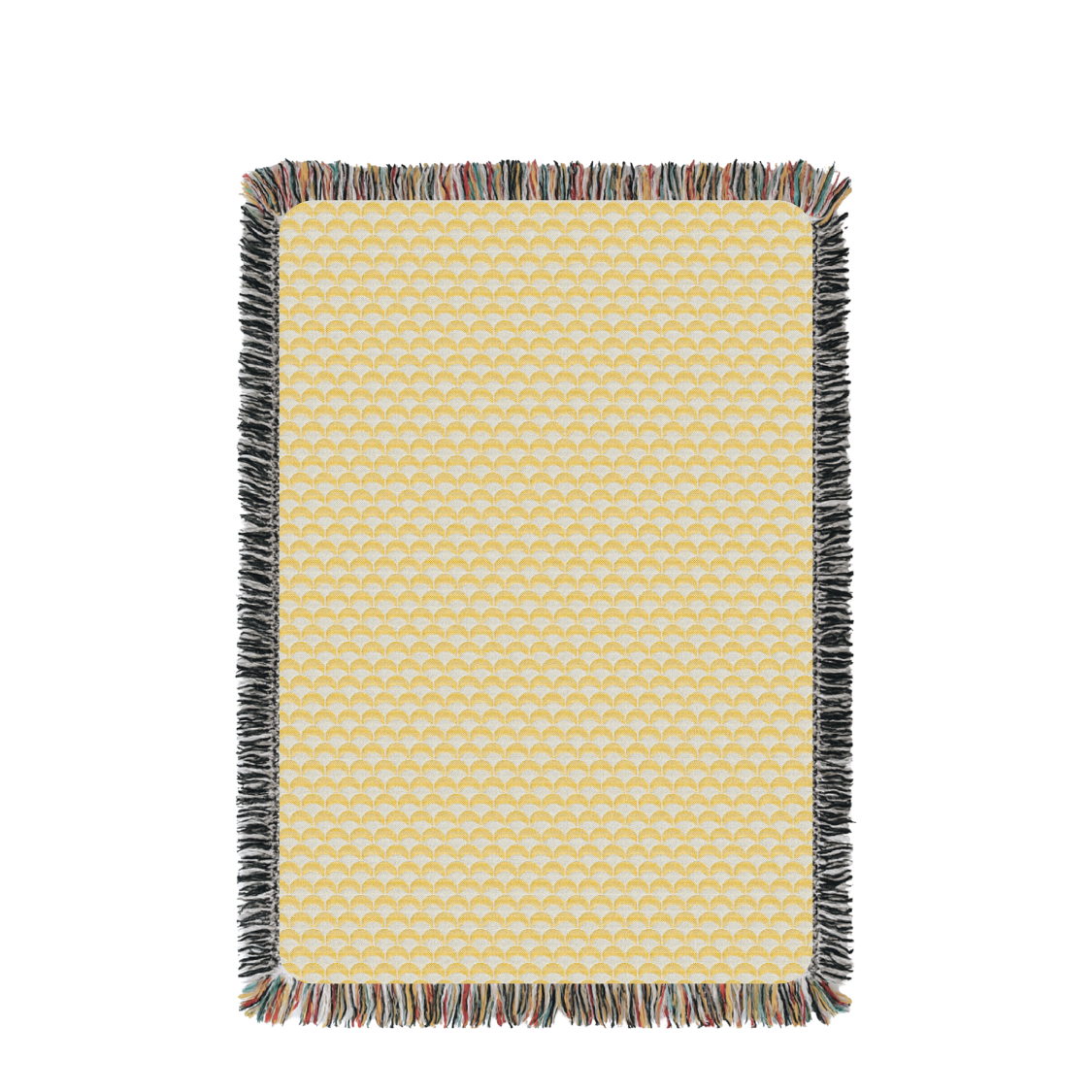 Scalloped Jacquard Throw Blanket with Fringe, 100% Cotton, Made in USA