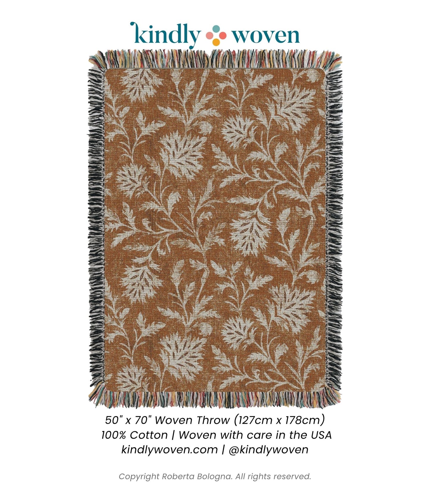 Willa — Umber Colorway - Woven Blanket with Fringe, USA Made