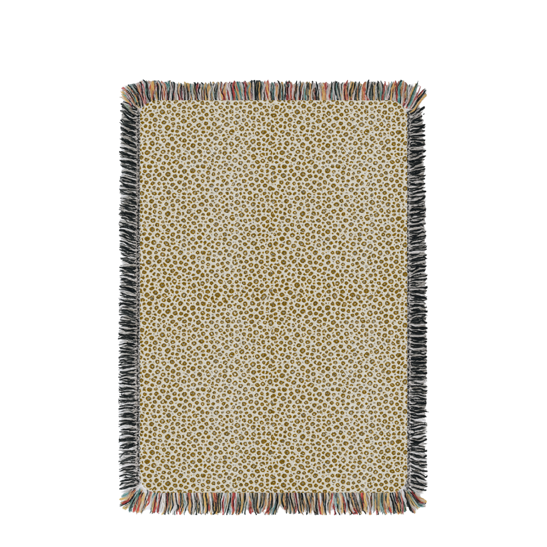 Animal Print Jacquard Throw Blanket with Fringe, 100% Cotton, Made in USA