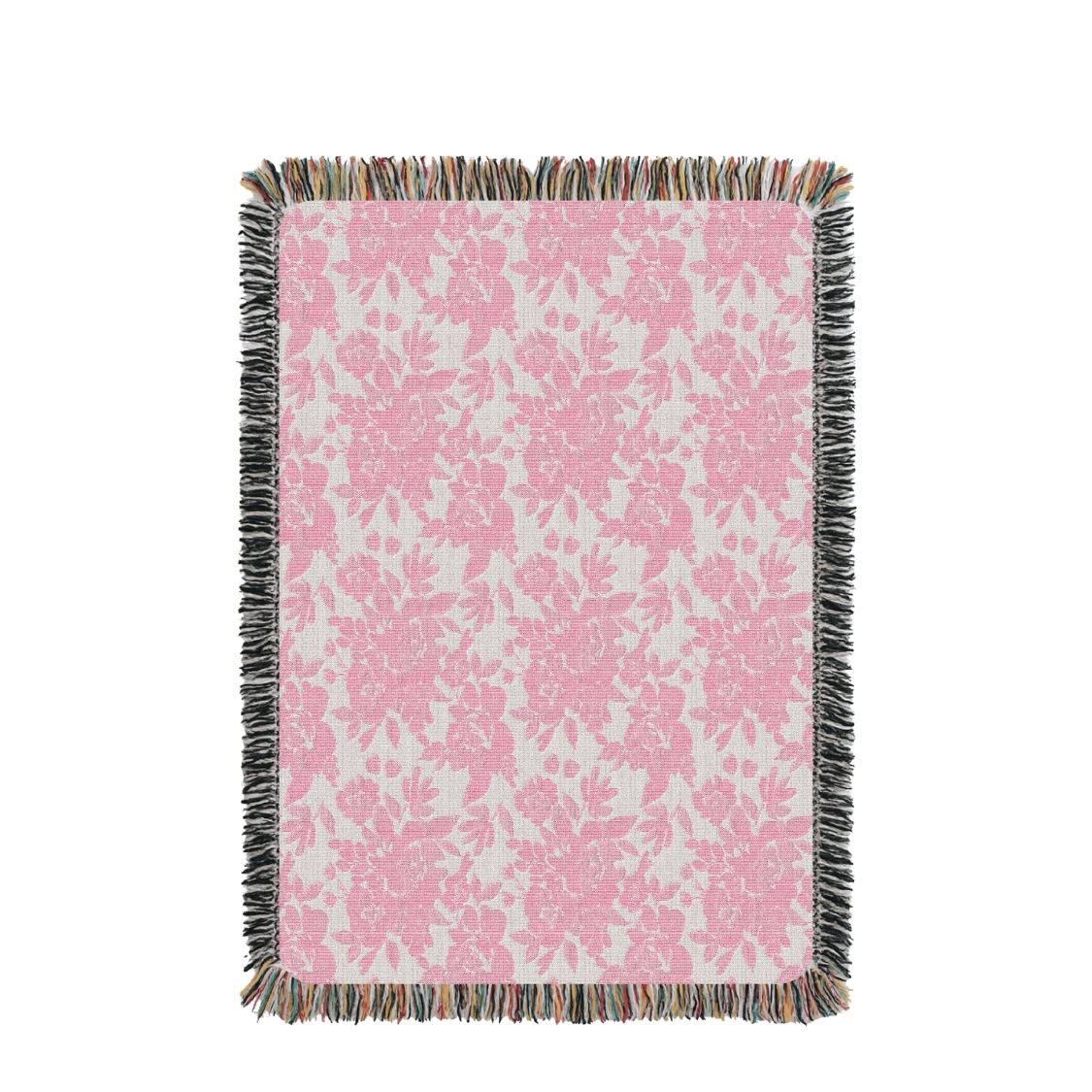 Peony Floral Jacquard Woven Throw Blanket, Reversible Cotton Throw, Made in USA | Indy Bloom Peony Petal
