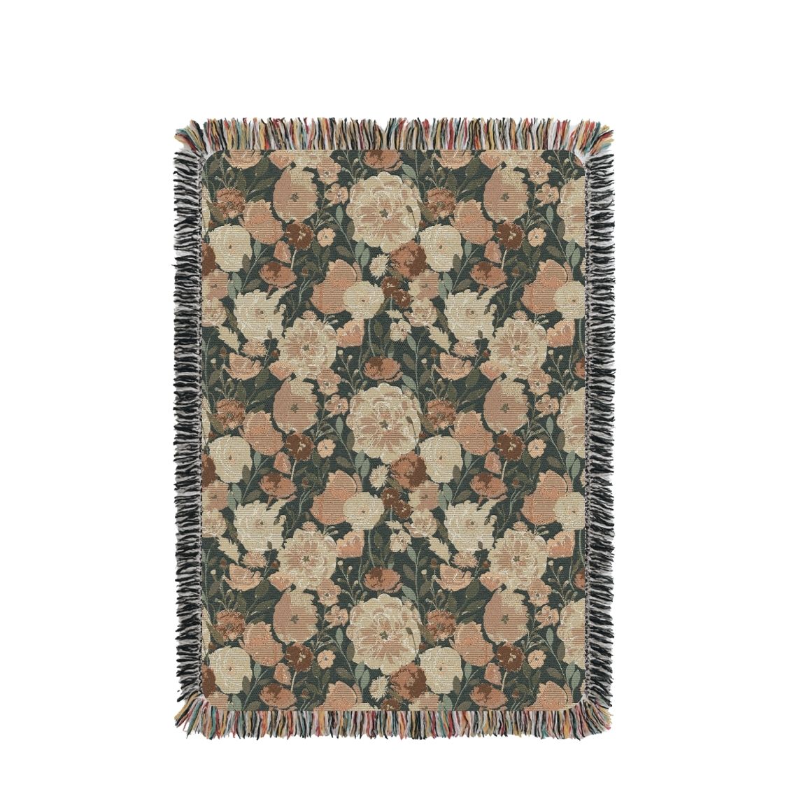 Poppy Floral Jacquard Woven Throw Blanket, Reversible Cotton Throw, Made in USA | Indy Bloom Poppy Grove