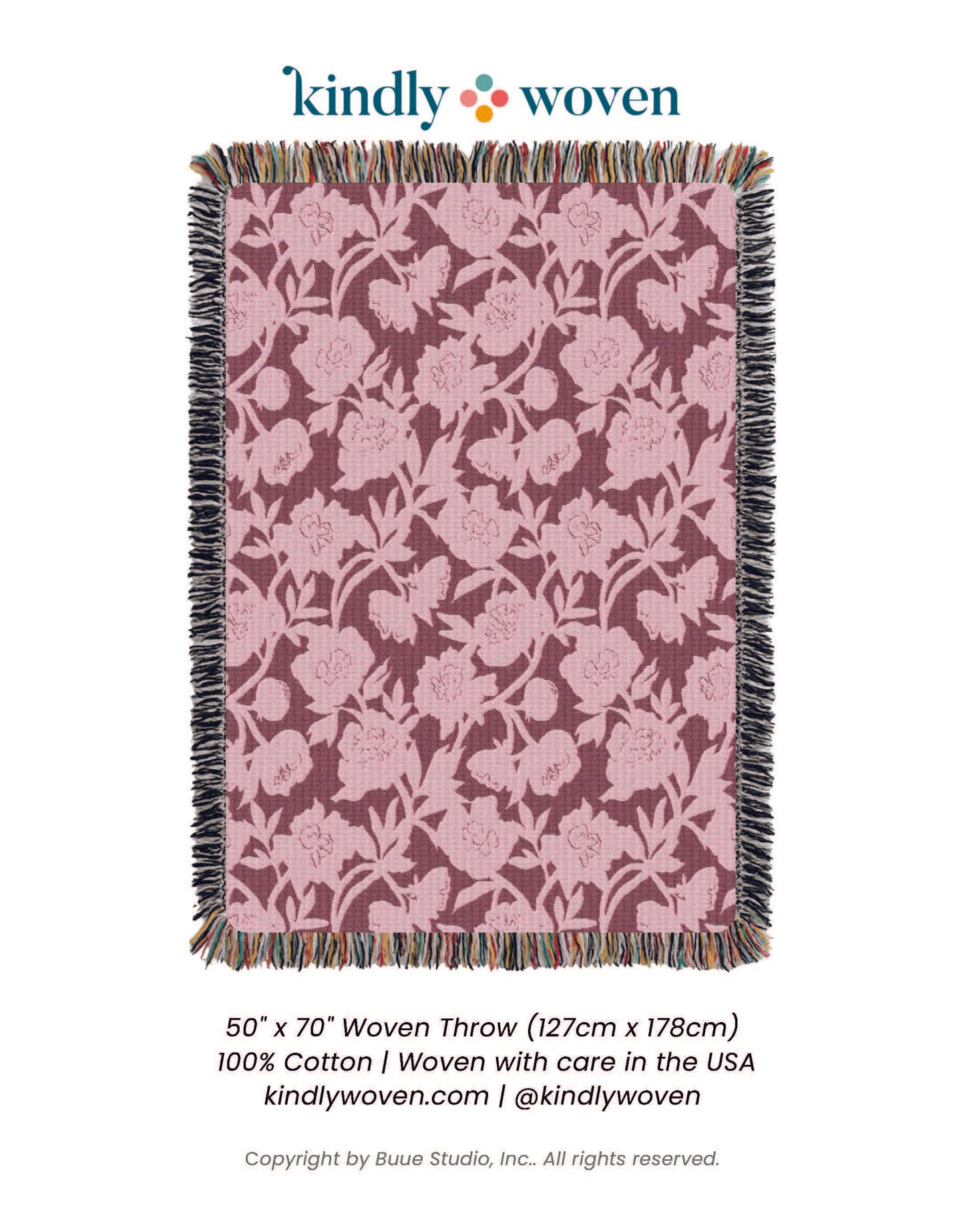 Addy – Mulberry Colorway - Reversible Woven Blanket with Fringe