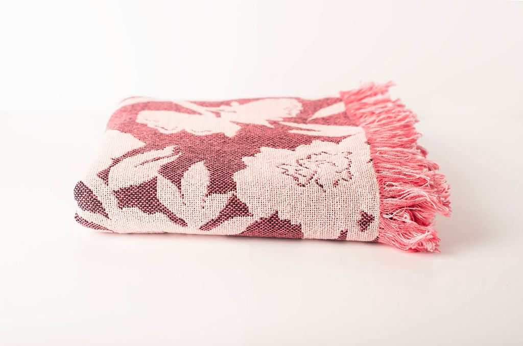 Addy – Mulberry Colorway - Reversible Woven Blanket with Fringe