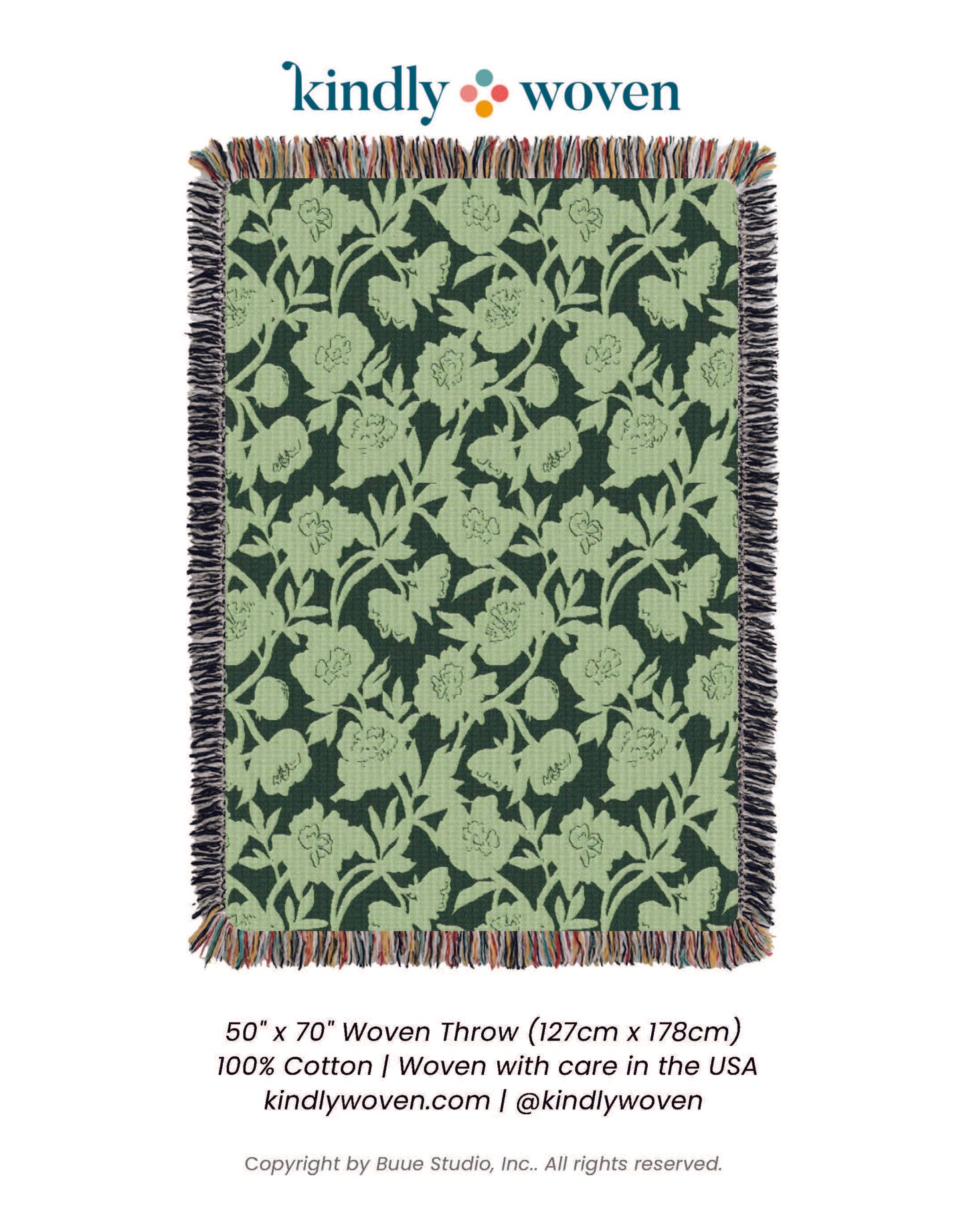 Addy – Spruce Colorway - Reversible Woven Blanket with Fringe