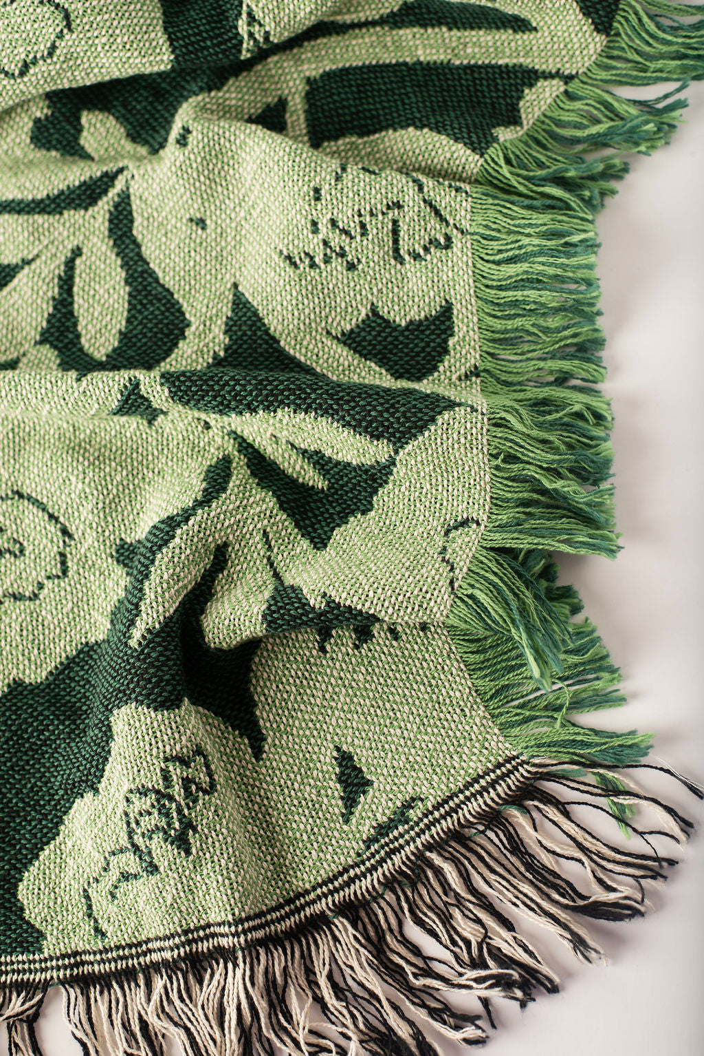 Addy – Spruce Colorway - Reversible Woven Blanket with Fringe