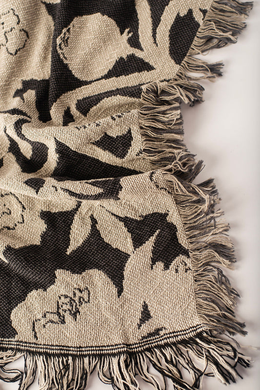 Addy – Tuffet - Reversible Woven Blanket with Fringe