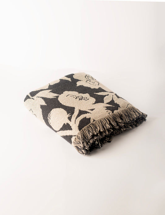 Addy – Tuffet - Reversible Woven Blanket with Fringe