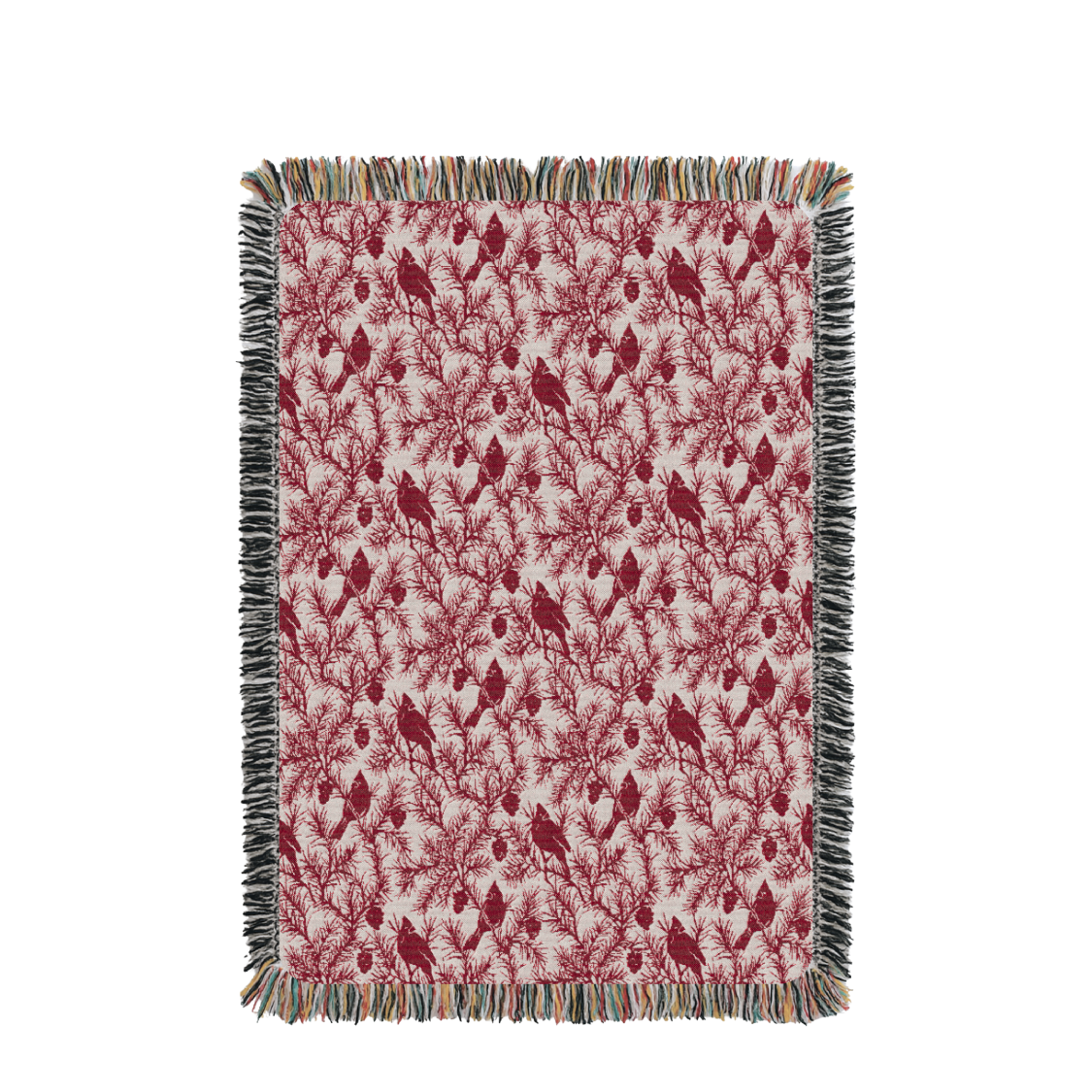 Christmas Woven Jacquard Throw Blanket with Fringe, 100% Cotton, Made in USA