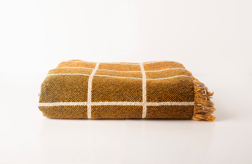 Greer — Acorn Colorway - Reversible Woven Blanket with Fringe