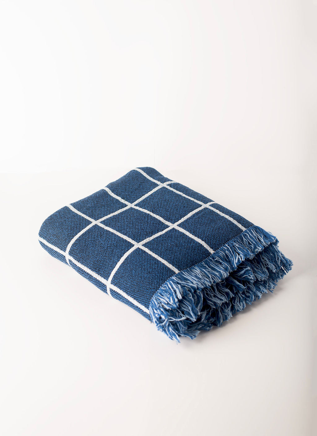 Greer — Lapis Colorway - Reversible Woven Blanket with Fringe