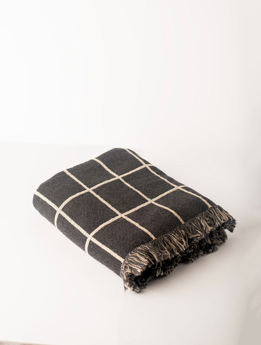 Greer — Nocturne Colorway - Reversible Woven Blanket with Fringe