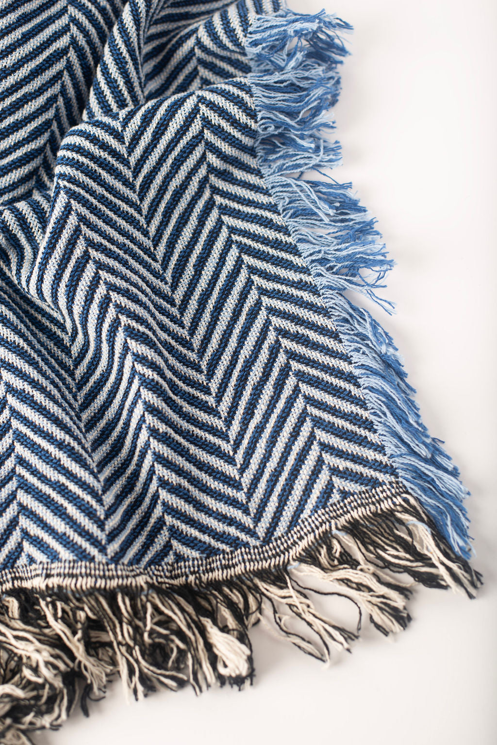 Henry — Chambray - Reversible Woven Blanket with Fringe