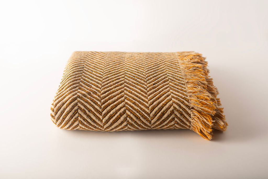 Henry — Goldenrod Colorway - Reversible Woven Blanket with Fringe