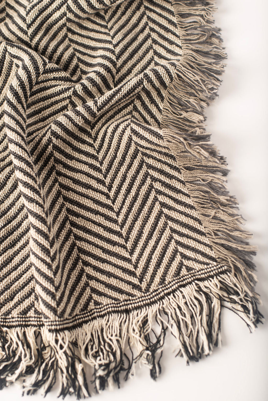 Henry — Stone Colorway - Reversible Woven Blanket with Fringe
