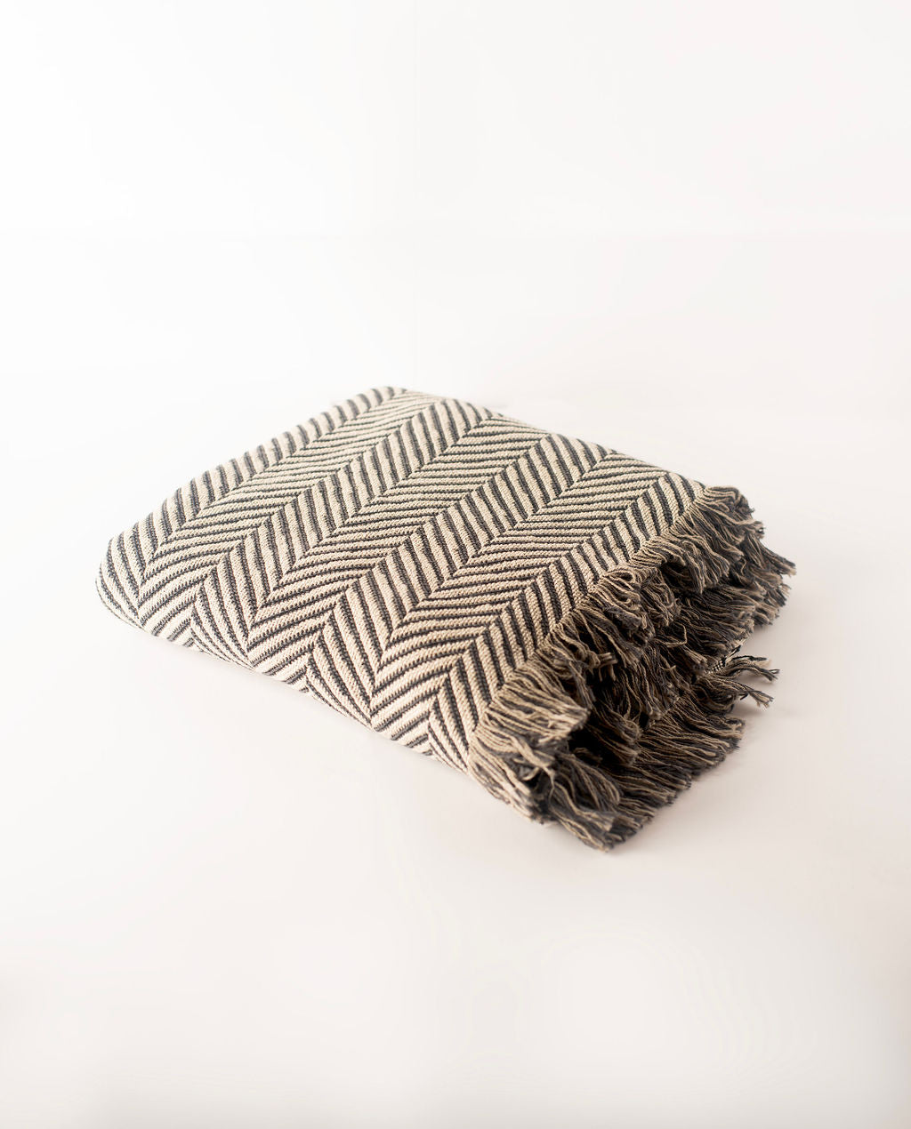 Henry — Stone Colorway - Reversible Woven Blanket with Fringe