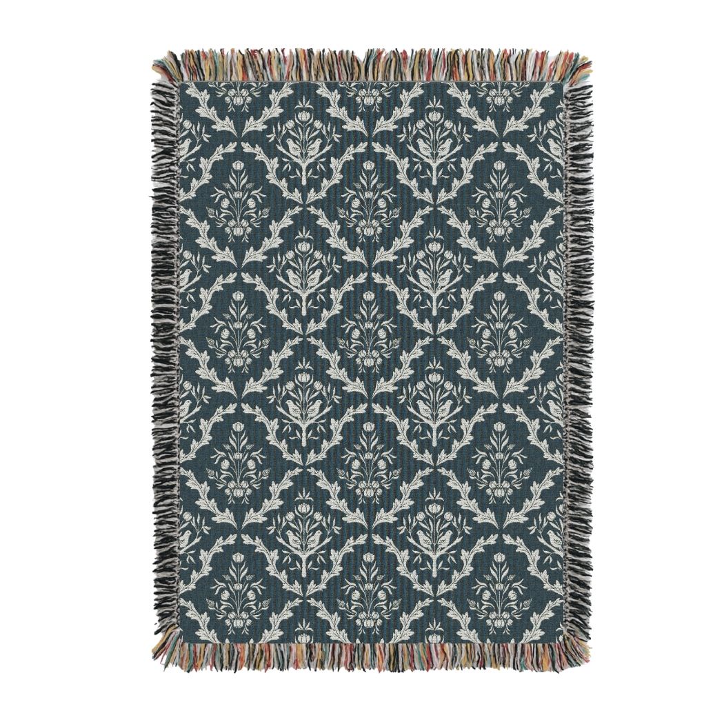 Isobel — Thistle Colorway - Woven Blanket with Fringe, USA Made