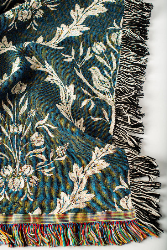 Isobel — Thistle Colorway - Woven Blanket with Fringe, USA Made
