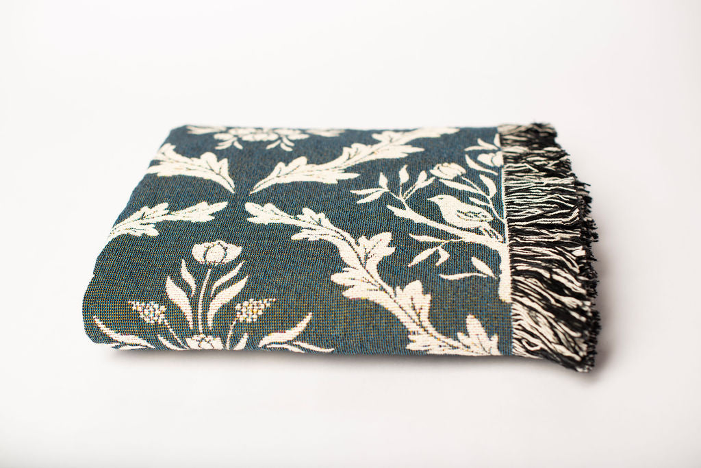 Isobel — Thistle Colorway - Woven Blanket with Fringe, USA Made