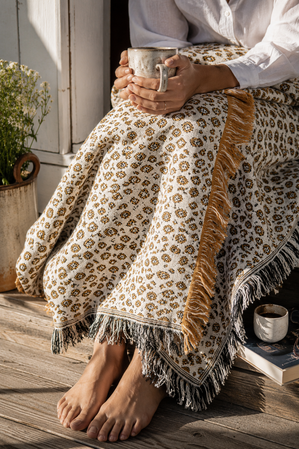 Leopard Print Jacquard Woven Throw Blanket, Reversible Cotton Throw, Made in USA | Zola Tawny