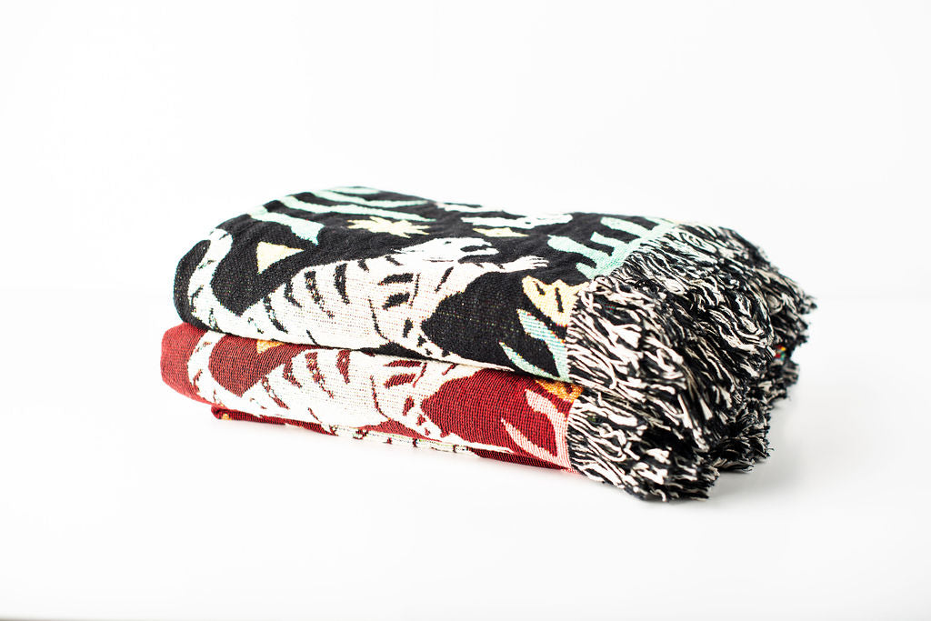 Leona — Verdant Colorway - Woven Blanket with Fringe, USA Made