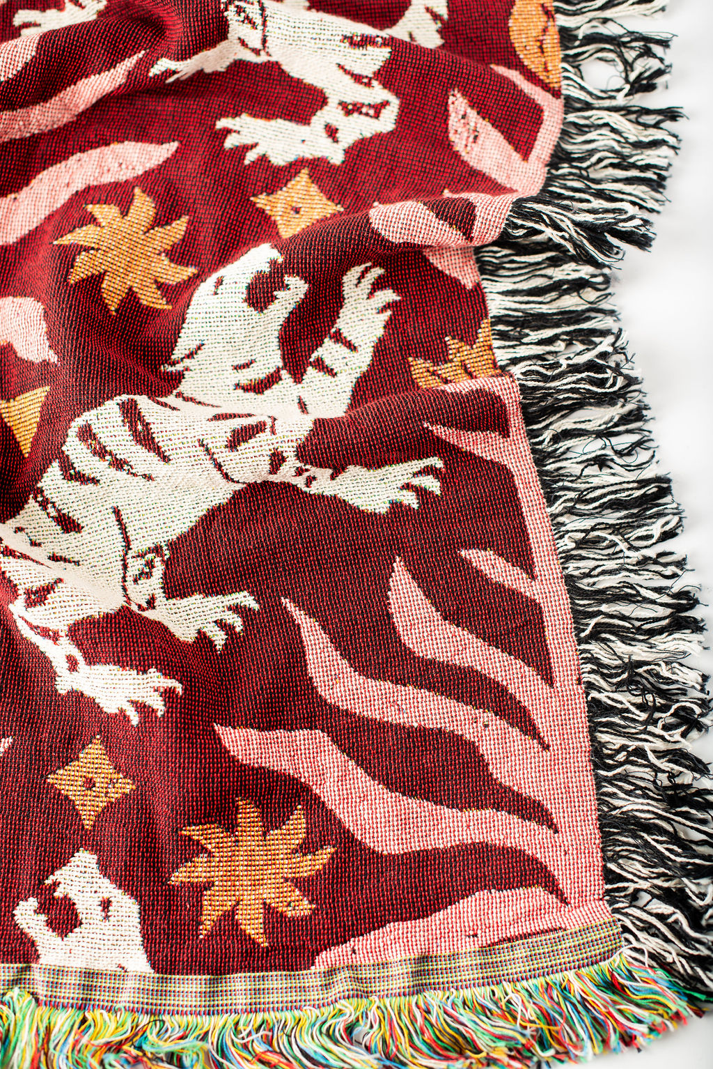 Leona — Solstice Colorway - Woven Blanket with Fringe, USA Made