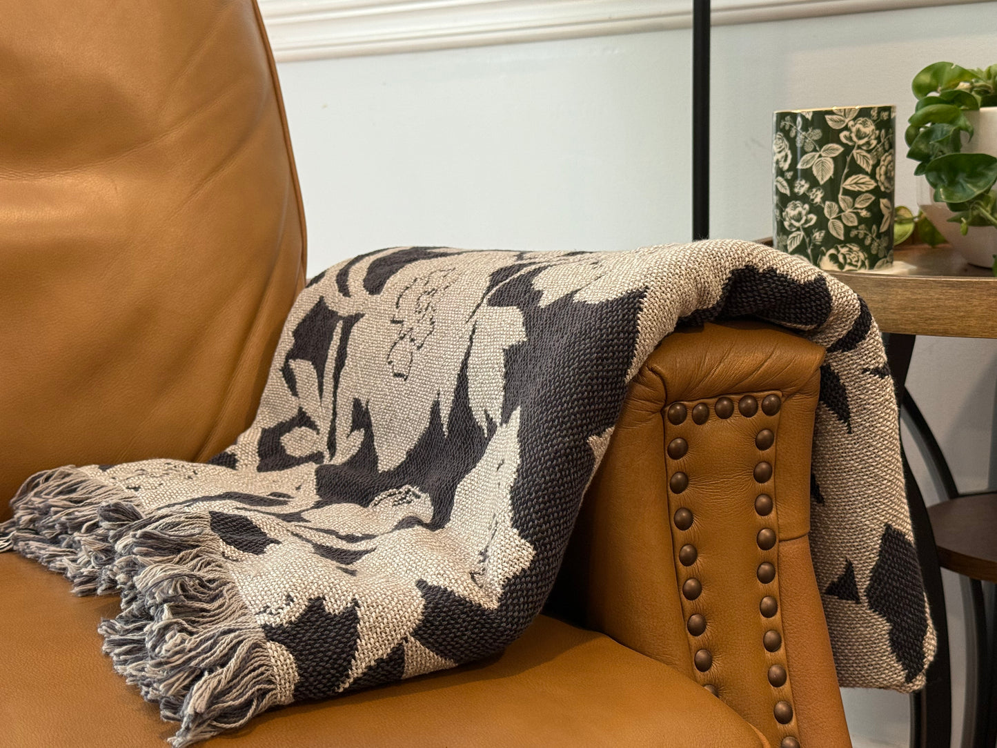 Addy – Ochre Colorway - Reversible Woven Blanket with Fringe