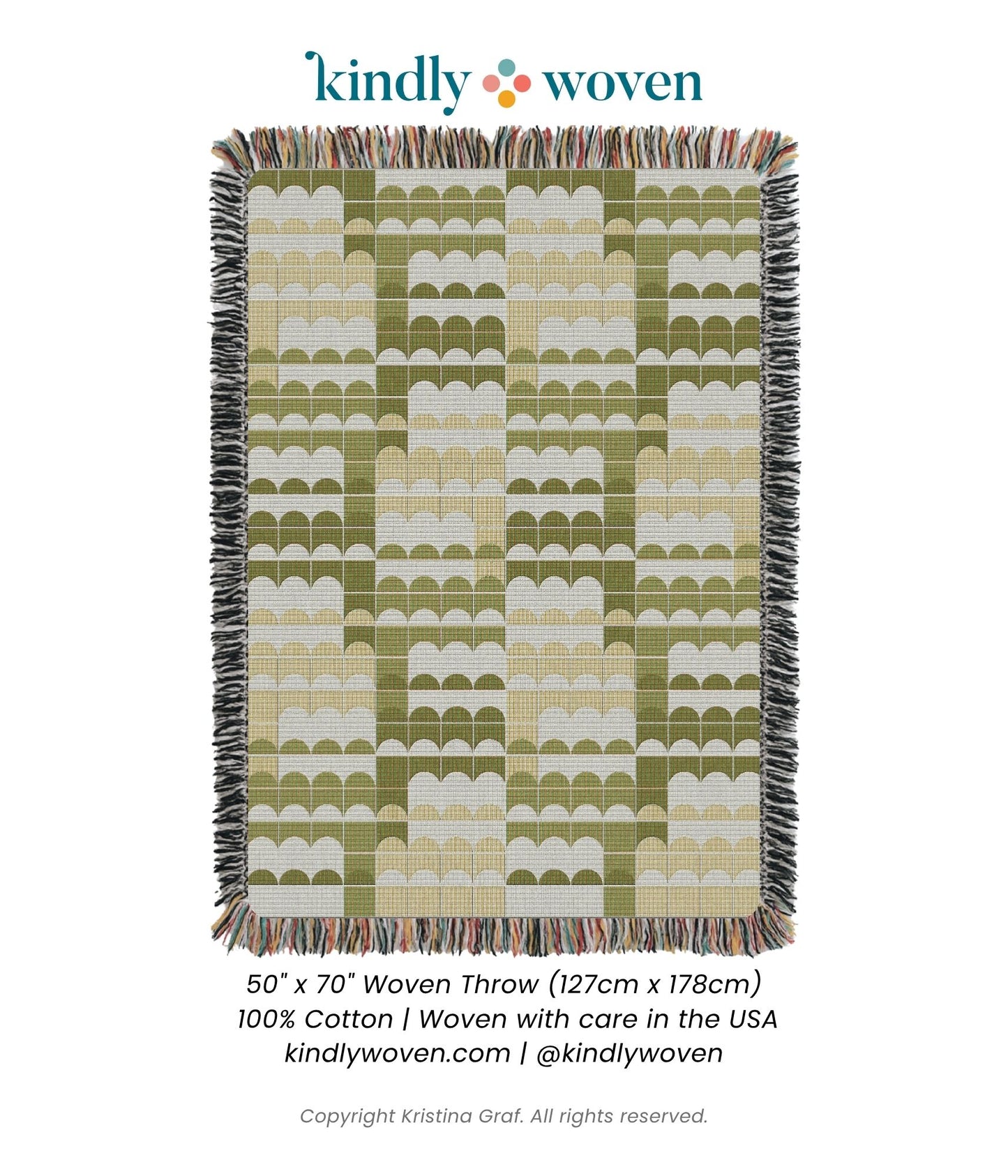 Quinn — Meadow Colorway - Woven Blanket with Fringe, USA Made
