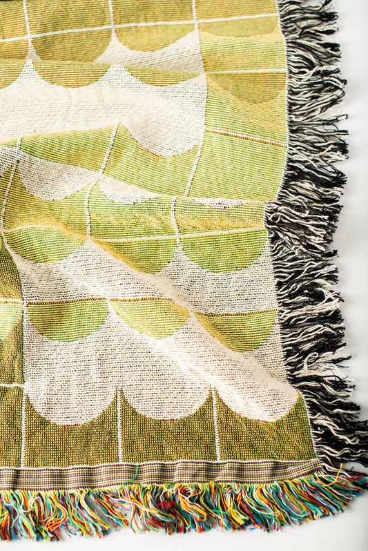 Quinn — Meadow Colorway - Woven Blanket with Fringe, USA Made