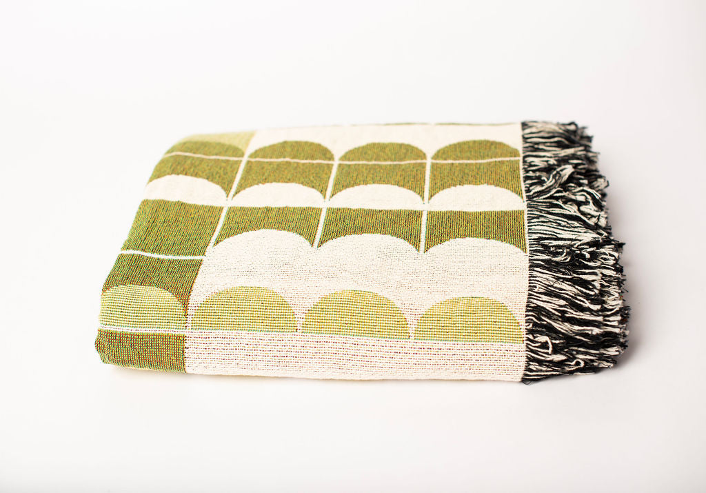 Quinn — Meadow Colorway - Woven Blanket with Fringe, USA Made