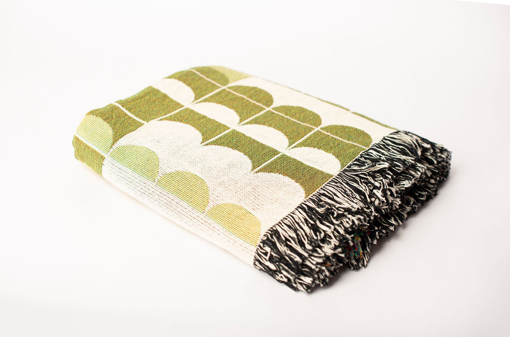 Quinn — Meadow Colorway - Woven Blanket with Fringe, USA Made