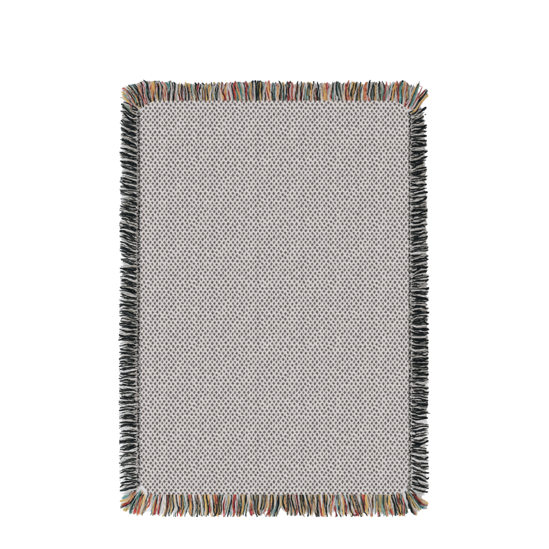 Neutral Textured Woven Jacquard Throw Blanket with Fringe, 100% Cotton, Made in USA