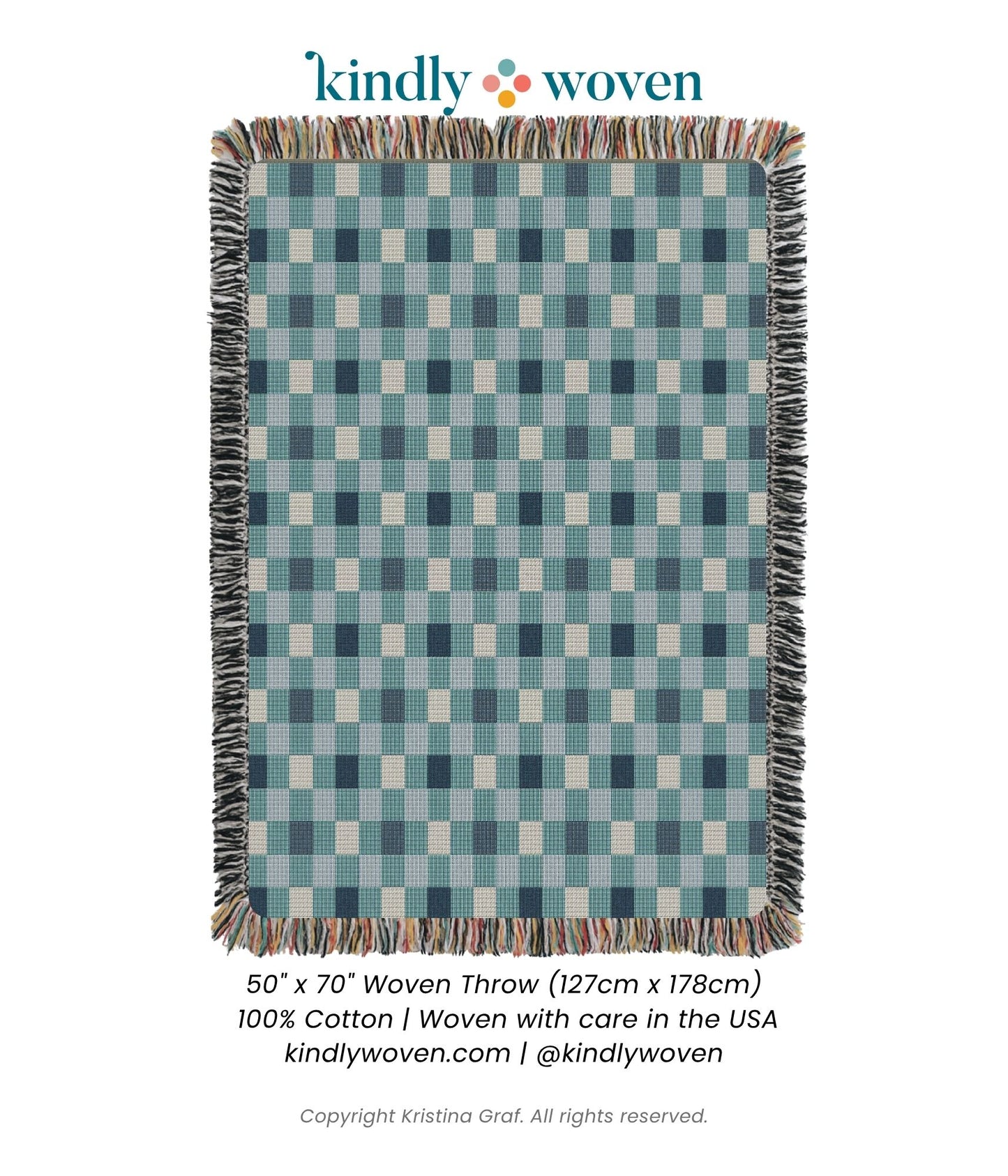 Tilda — Bayberry Colorway - Woven Blanket with Fringe, USA Made