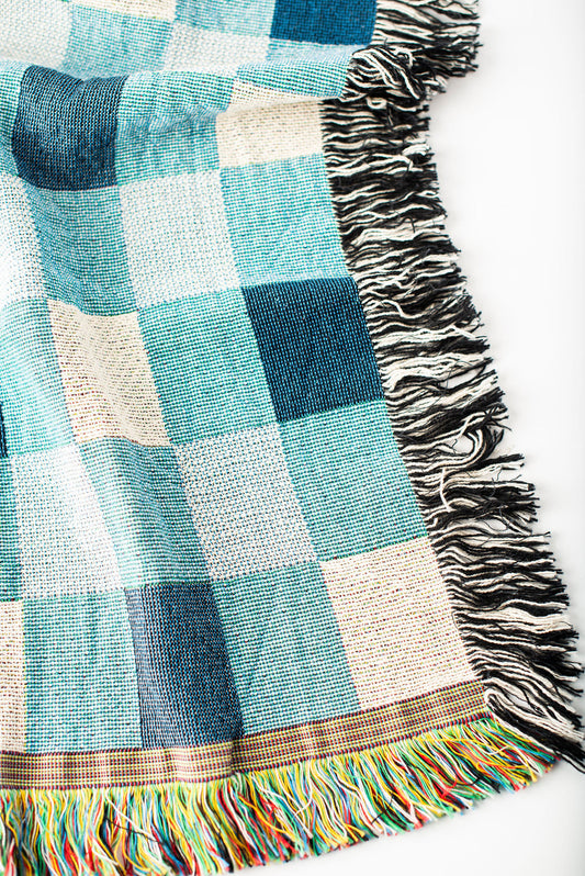 Tilda — Bayberry Colorway - Woven Blanket with Fringe, USA Made
