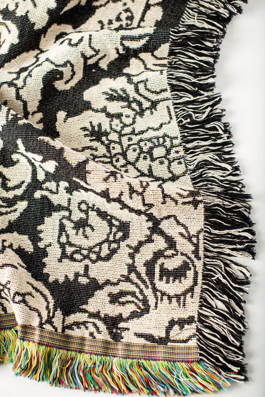 Verona — Smoke Colorway - Woven Blanket with Fringe, USA Made