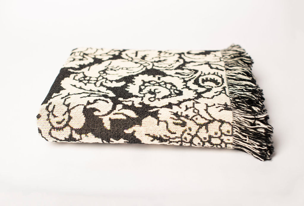 Verona — Smoke Colorway - Woven Blanket with Fringe, USA Made