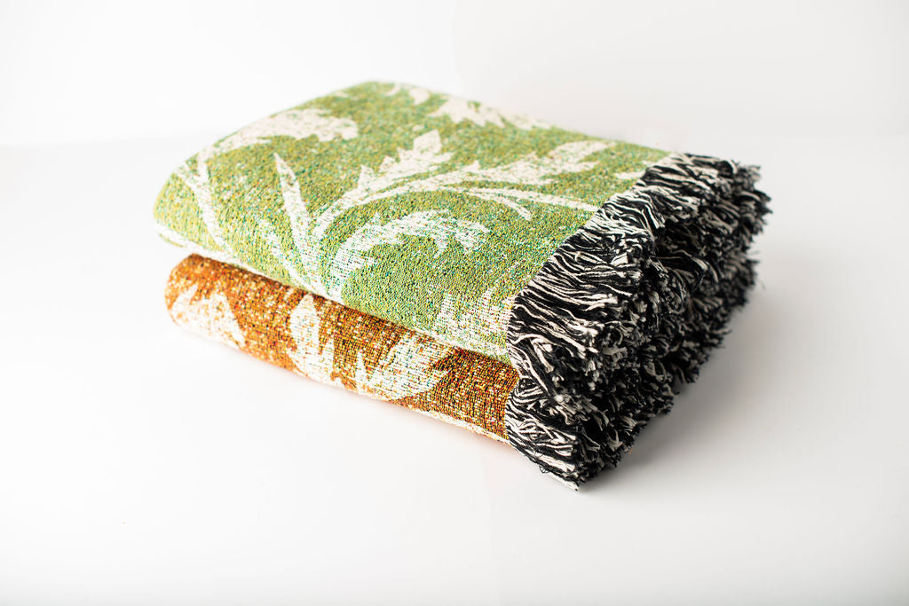 Willa — Umber Colorway -  Woven Blanket with Fringe, USA Made