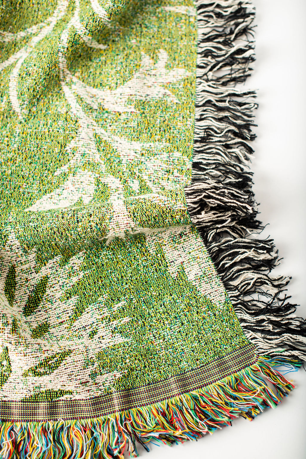 Willa — Fern Colorway - Woven Blanket with Fringe, USA Made