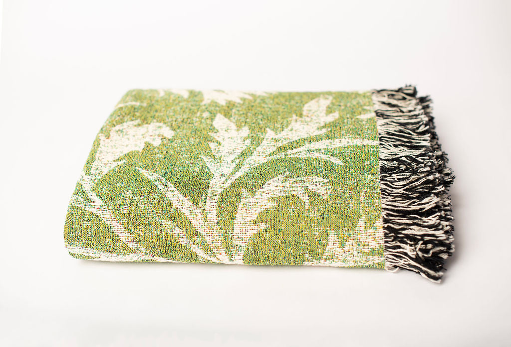 Willa — Fern Colorway - Woven Blanket with Fringe, USA Made