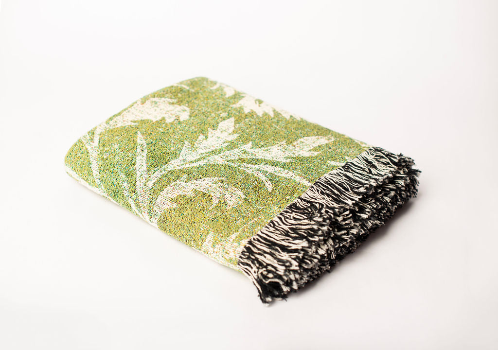 Willa — Fern Colorway - Woven Blanket with Fringe, USA Made
