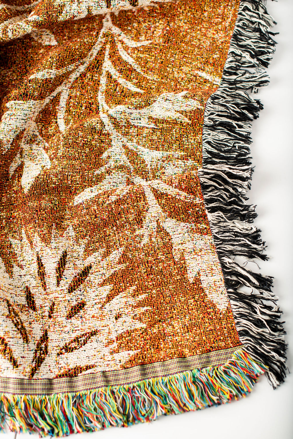 Willa — Umber Colorway -  Woven Blanket with Fringe, USA Made