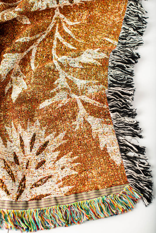 Willa — Umber Colorway -  Woven Blanket with Fringe, USA Made