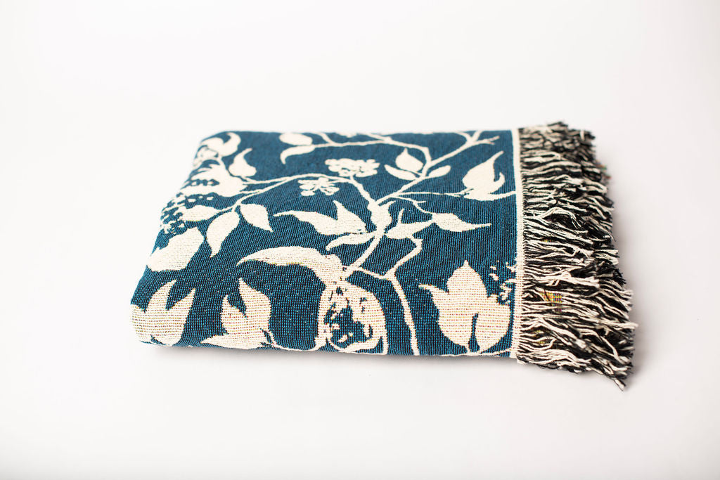 Wren — Tidesong Colorway - Woven Blanket with Fringe, USA Made