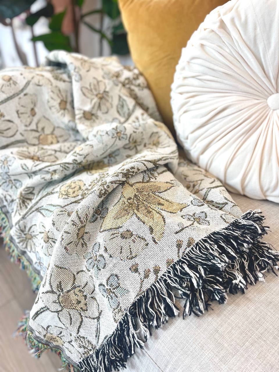 Lilly Floral Jacquard Woven Throw Blanket, Reversible Cotton Throw, Made in USA | Indy Bloom Lilly Rosewater
